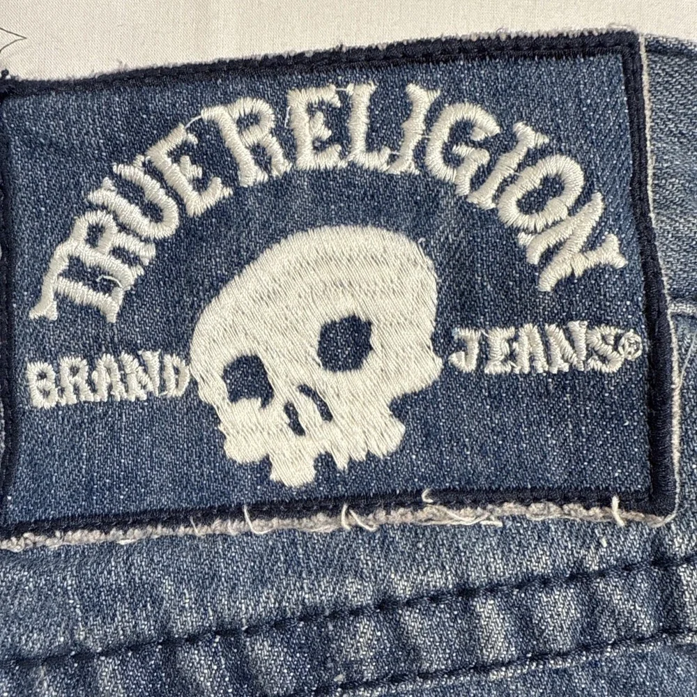TRUE STRAIGHT RELIGION MEN 36X34 VTG  STYLE 24-870BRBTE Skull PATCH USA JEANS